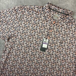 Callaway Polo Shirt Mens 2XL Orange Geometric All‎ Over Print Performance NEW